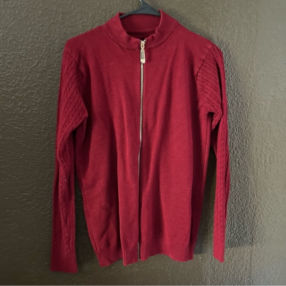 Red Knit Zip Down Sweater, Tag Missing - size small / medium, Soft Material - Picture 1 of 3